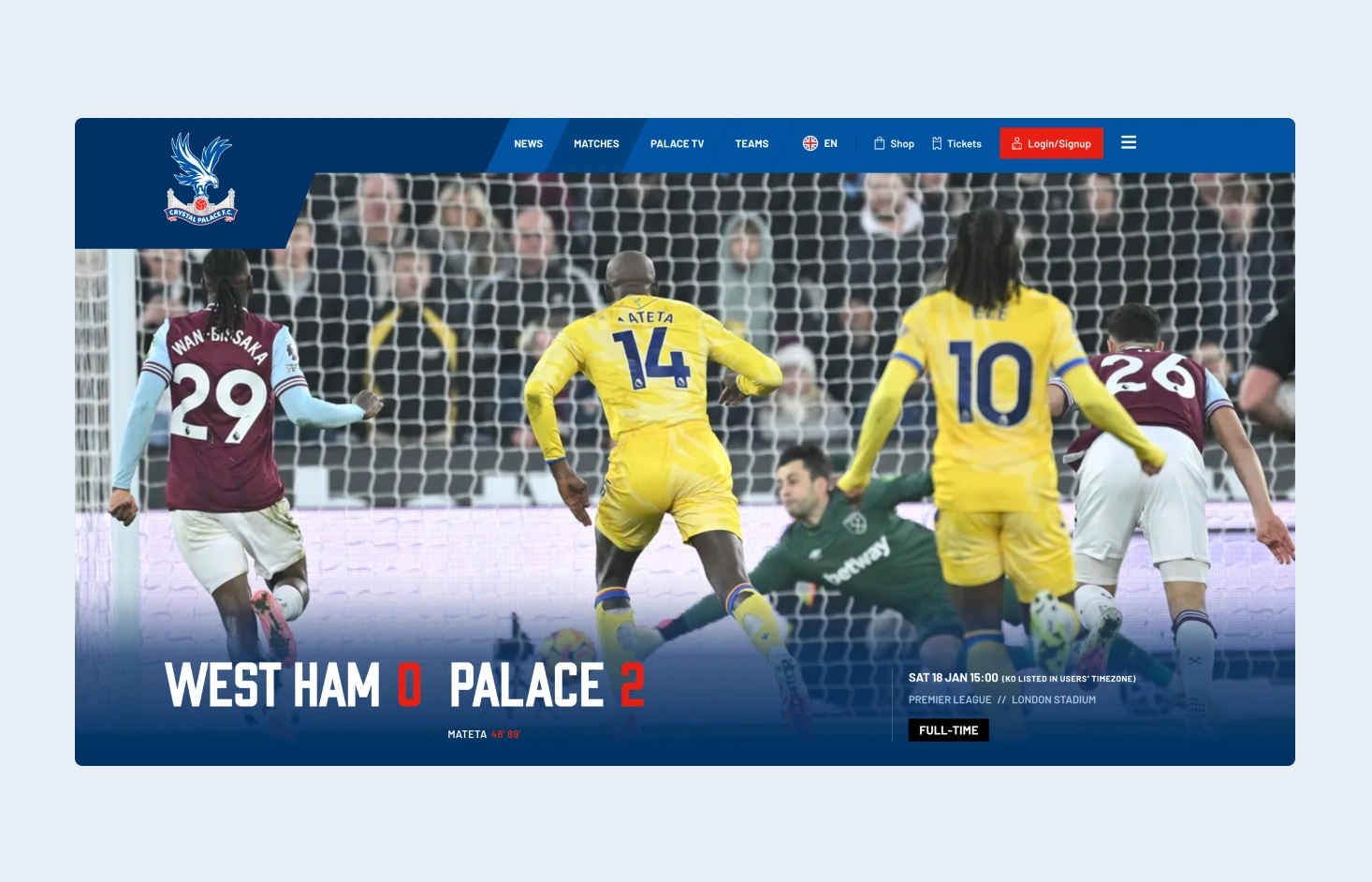 Crystal Palace FC digital transformation programme match result image