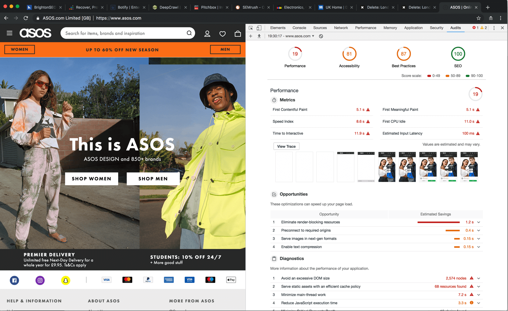 How do global brands score in Lighthouse