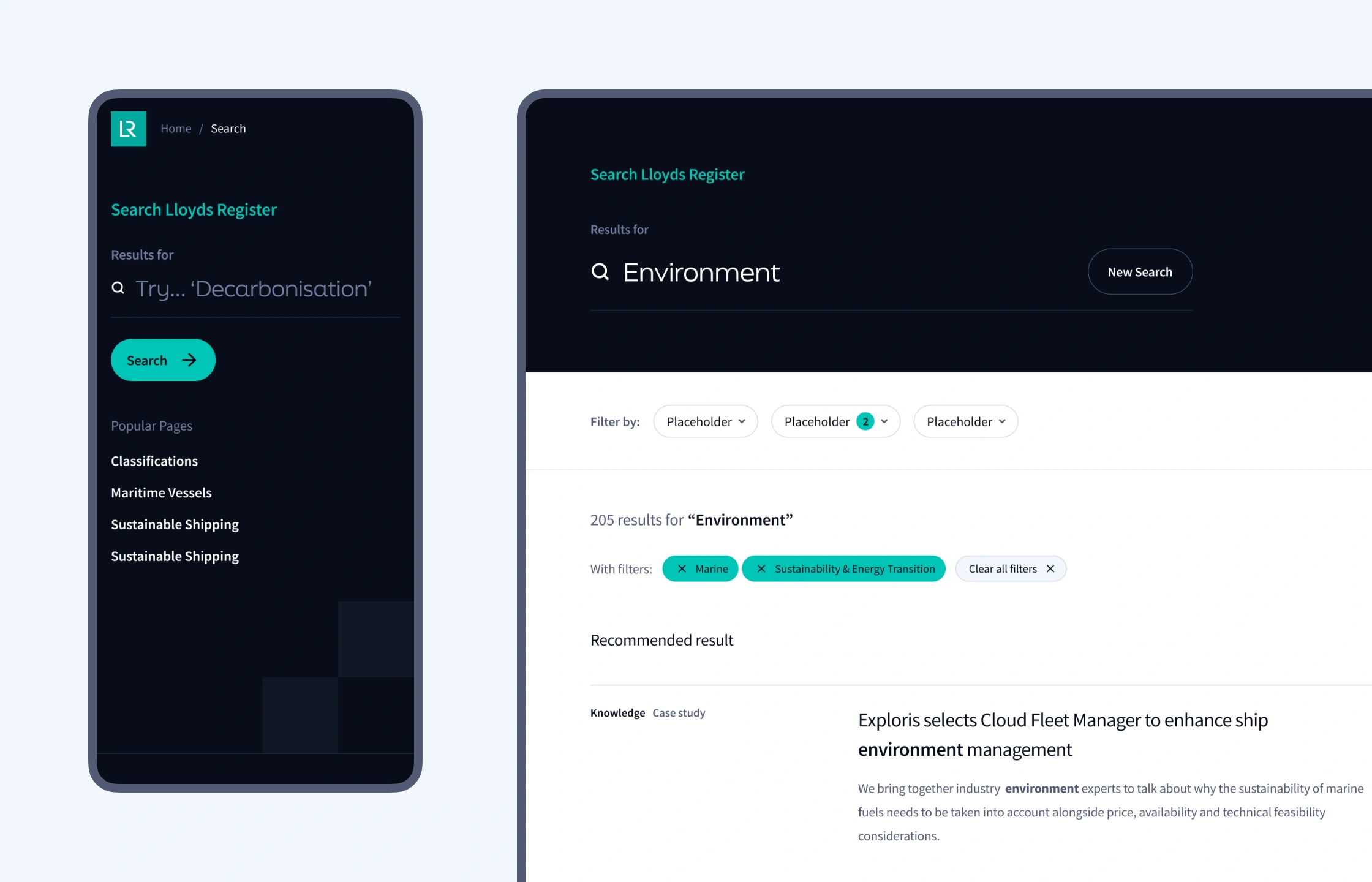 A screenshot of Lloyd's Register's new website on mobile and desktop.
